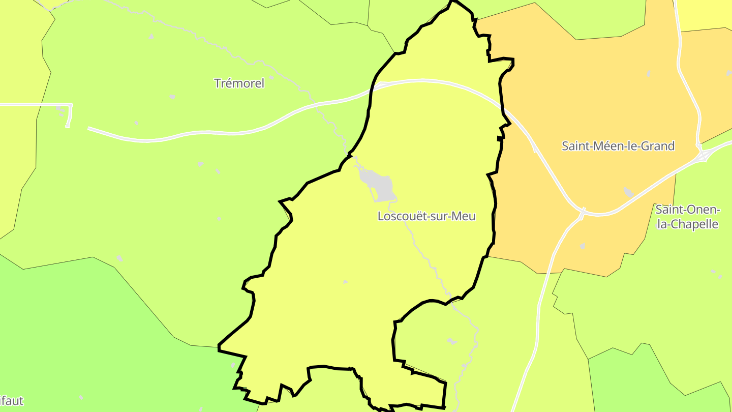Carte des prix de l'immobilier Loscouët-sur-Meu
