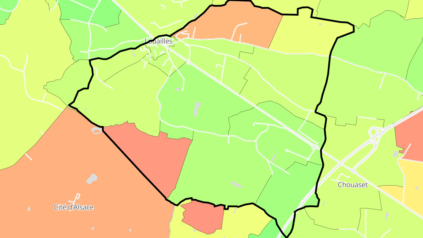Carte des prix de l'immobilier Louailles