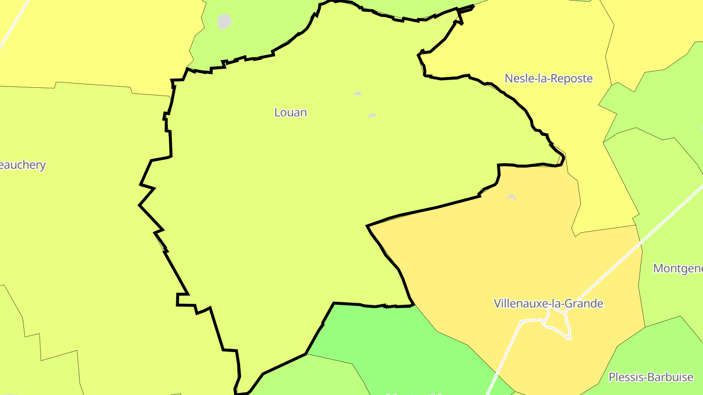 Carte des prix de l'immobilier Louan-Villegruis-Fontaine