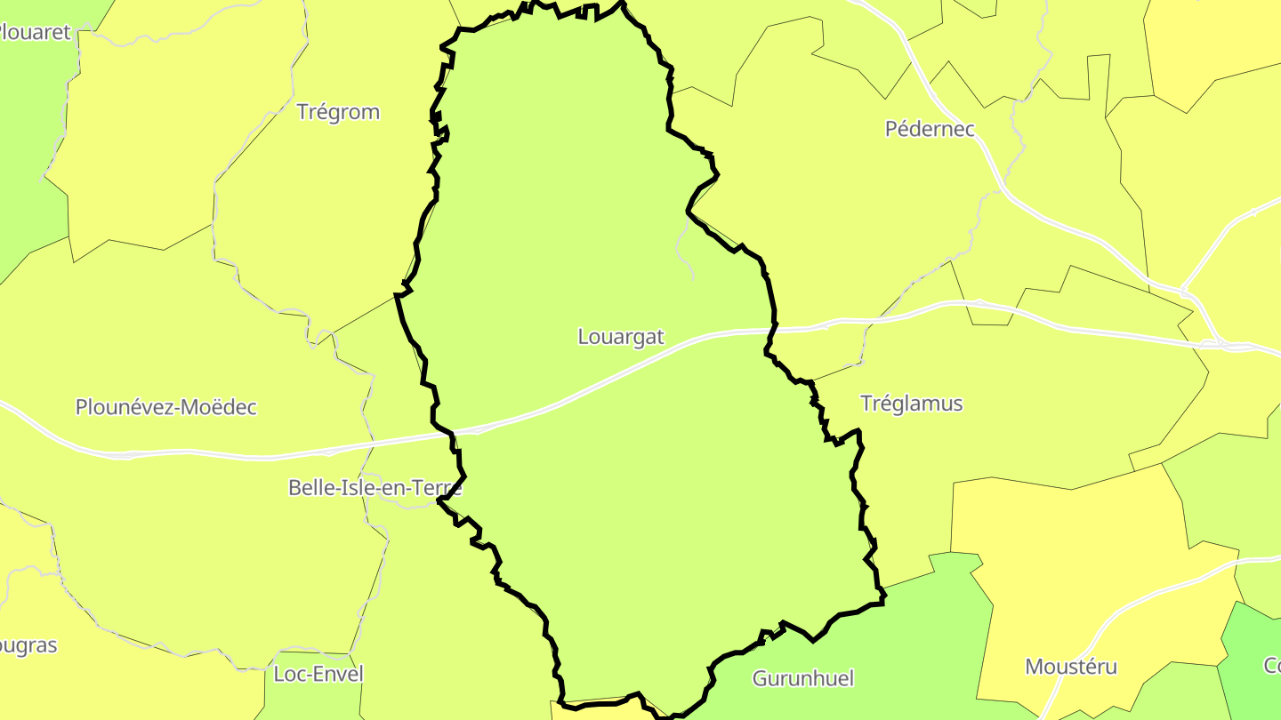 Carte des prix de l'immobilier Louargat