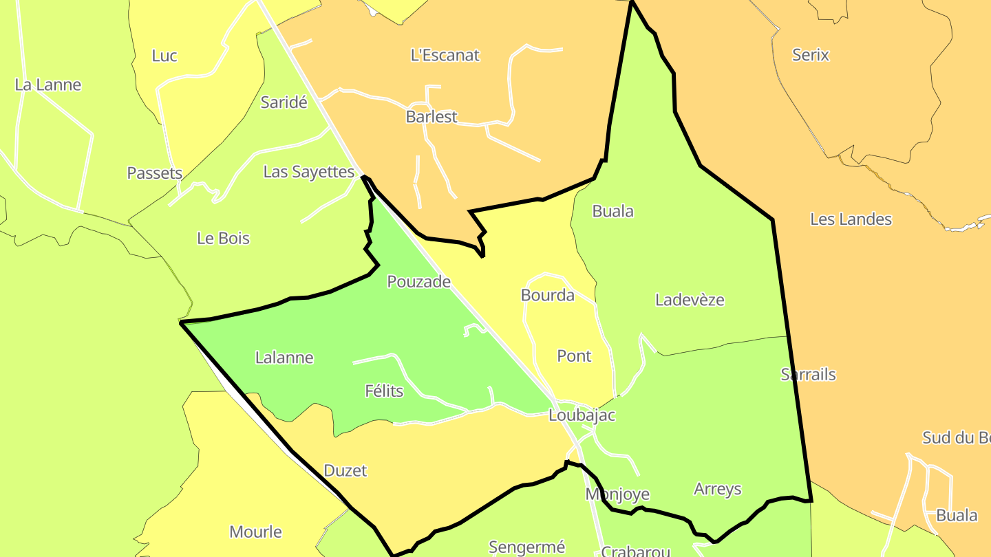 Carte des prix de l'immobilier Loubajac