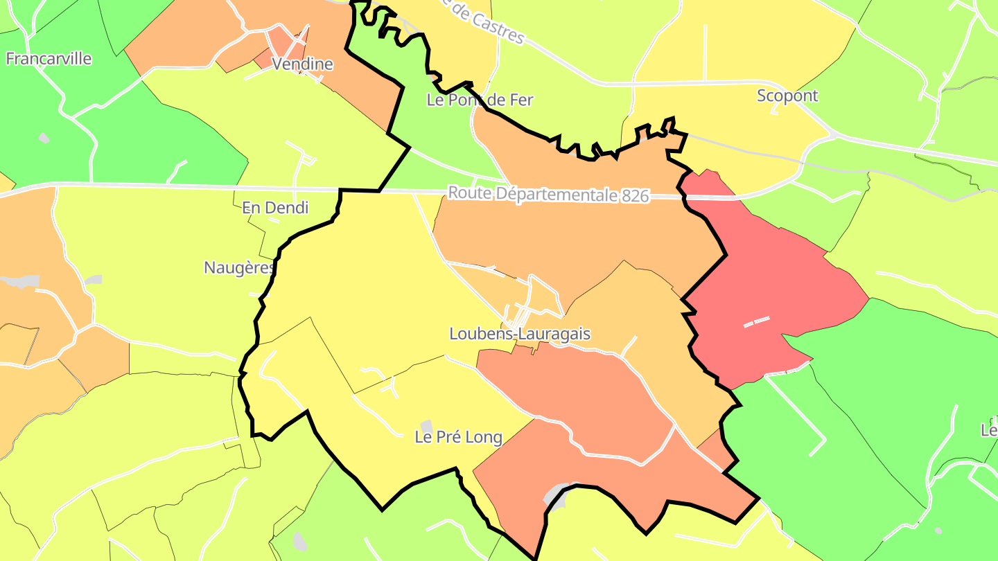 Carte des prix de l'immobilier Loubens-Lauragais