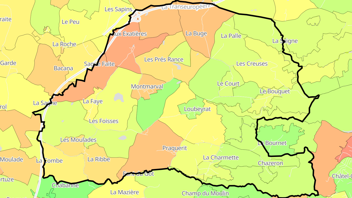 Carte des prix de l'immobilier Loubeyrat