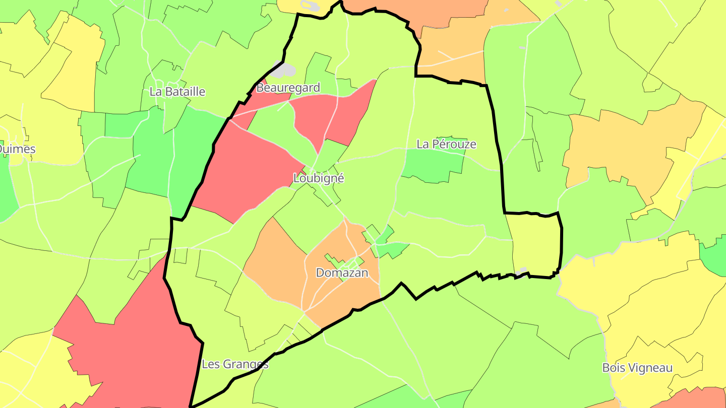Carte des prix de l'immobilier Loubigné