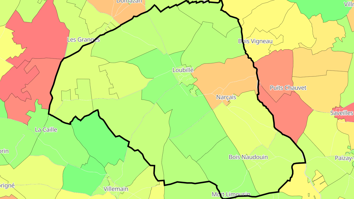 Carte des prix de l'immobilier Loubillé