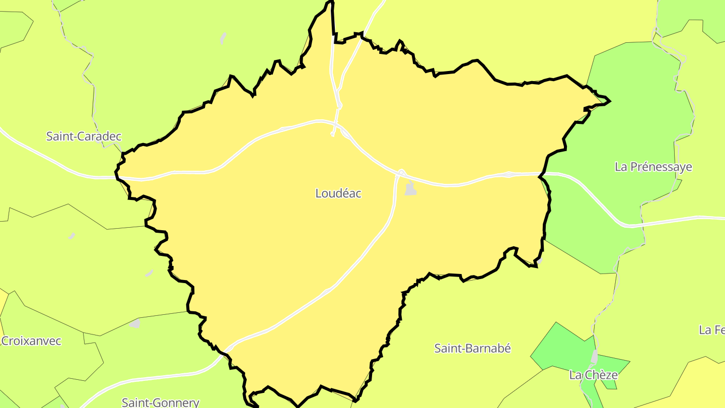 Carte des prix de l'immobilier Loudéac