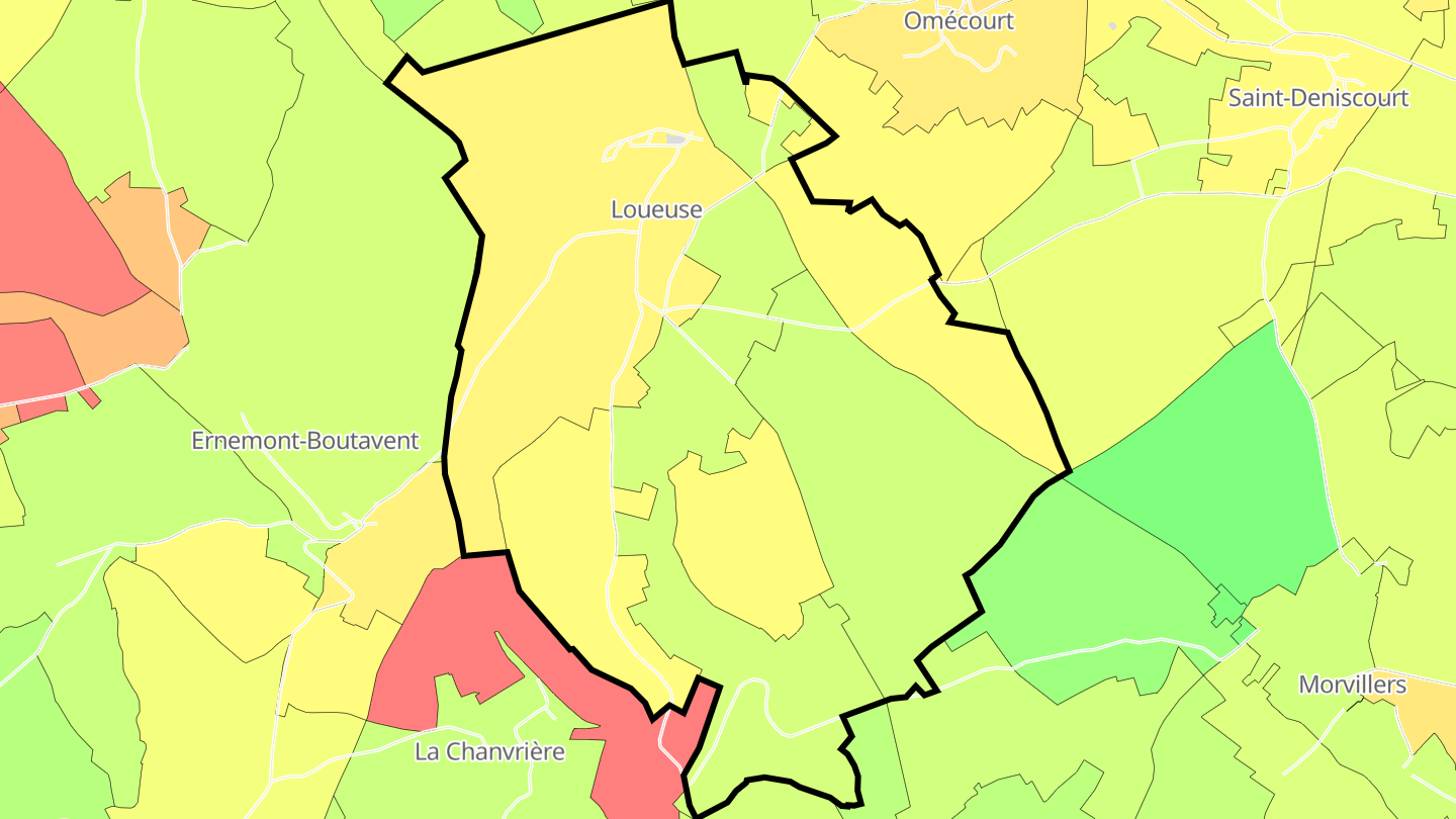Carte des prix de l'immobilier Loueuse