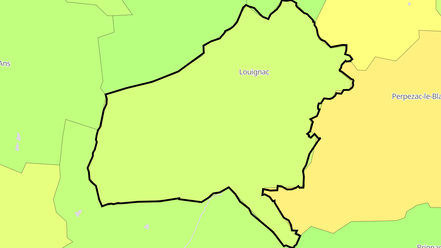 Carte des prix de l'immobilier Louignac