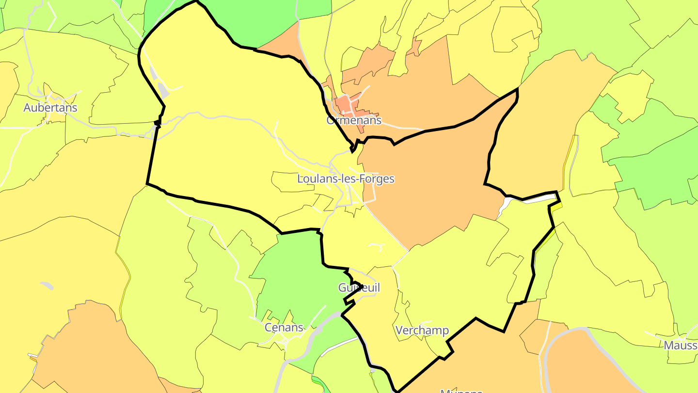 Carte des prix de l'immobilier Loulans-Verchamp