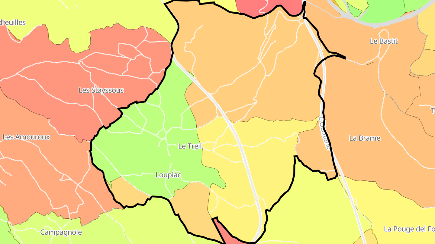 Carte des prix de l'immobilier Loupiac