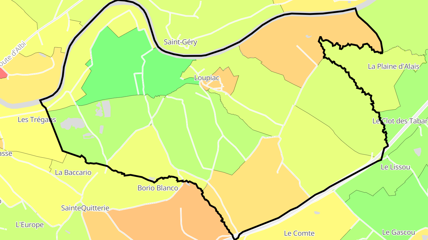 Carte des prix de l'immobilier Loupiac