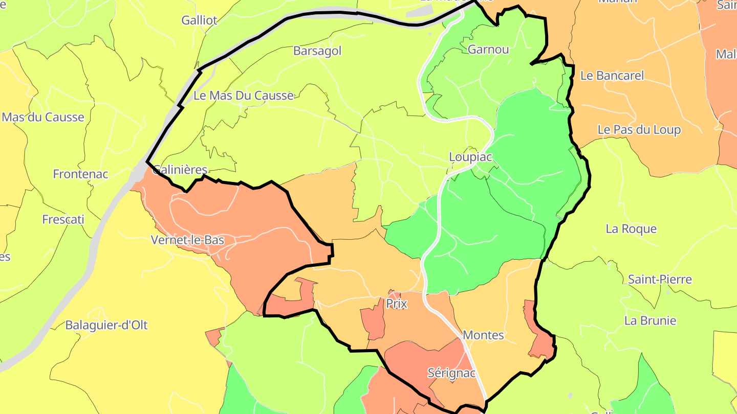 Carte des prix de l'immobilier Loupiac