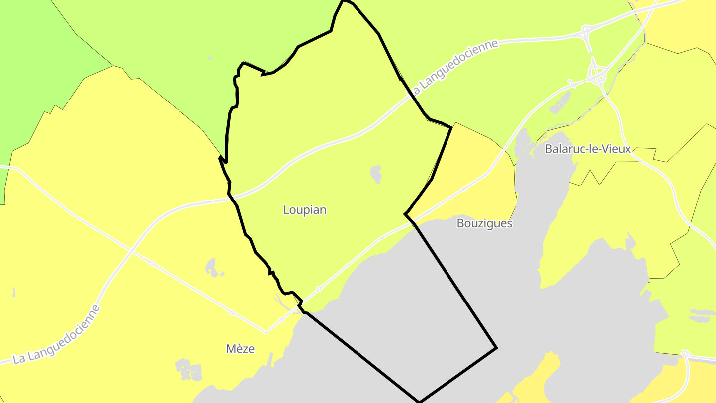 Carte des prix de l'immobilier Loupian