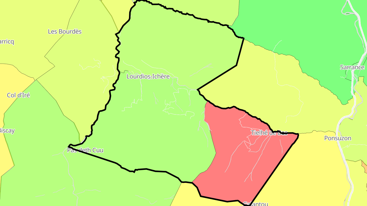 Carte des prix de l'immobilier Lourdios-Ichère