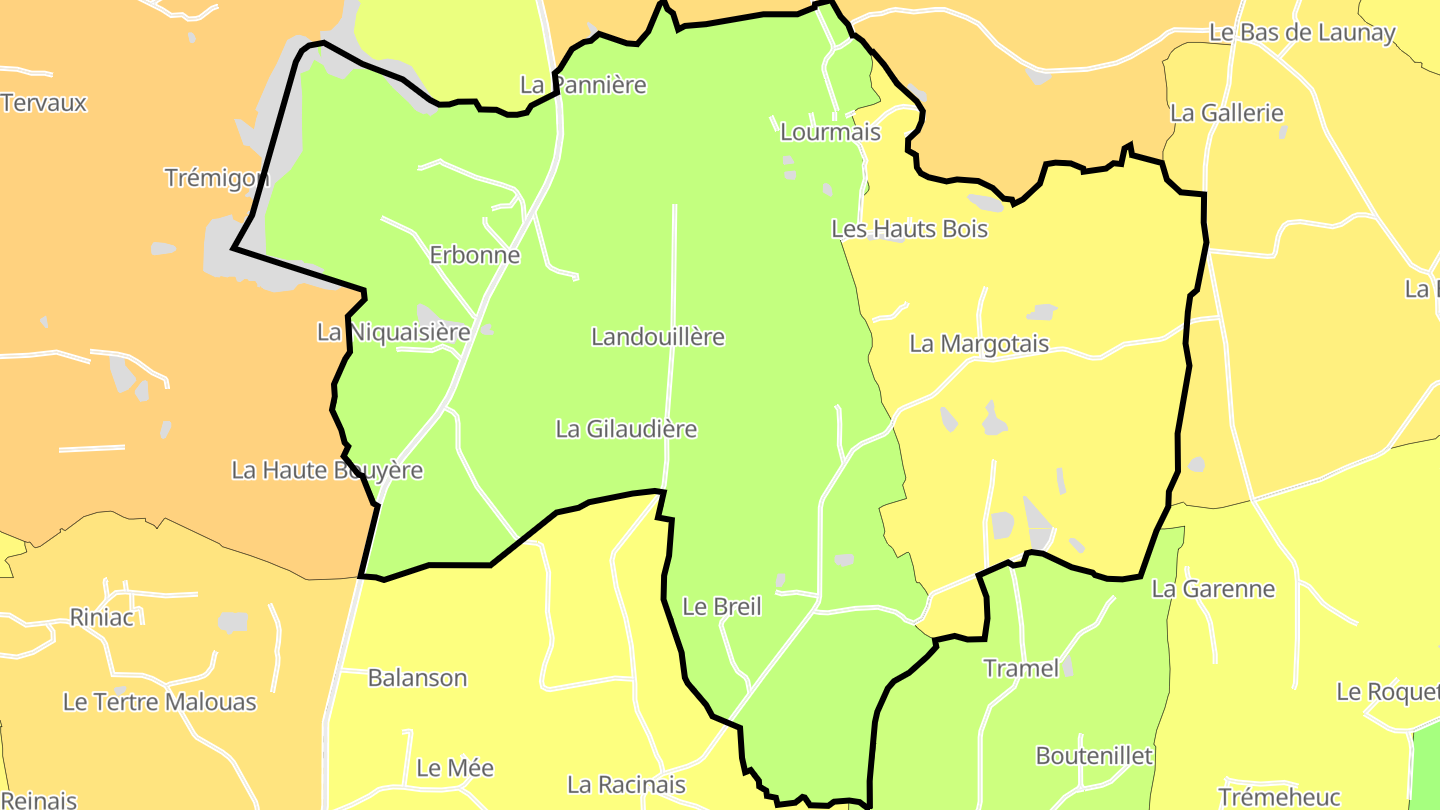Carte des prix de l'immobilier Lourmais