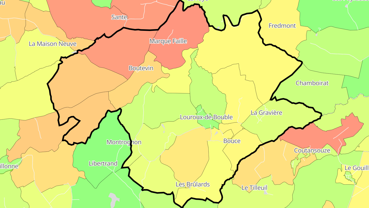 Carte des prix de l'immobilier Louroux-de-Bouble