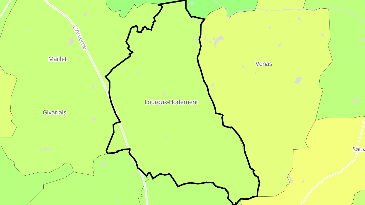 Carte des prix de l'immobilier Louroux-Hodement
