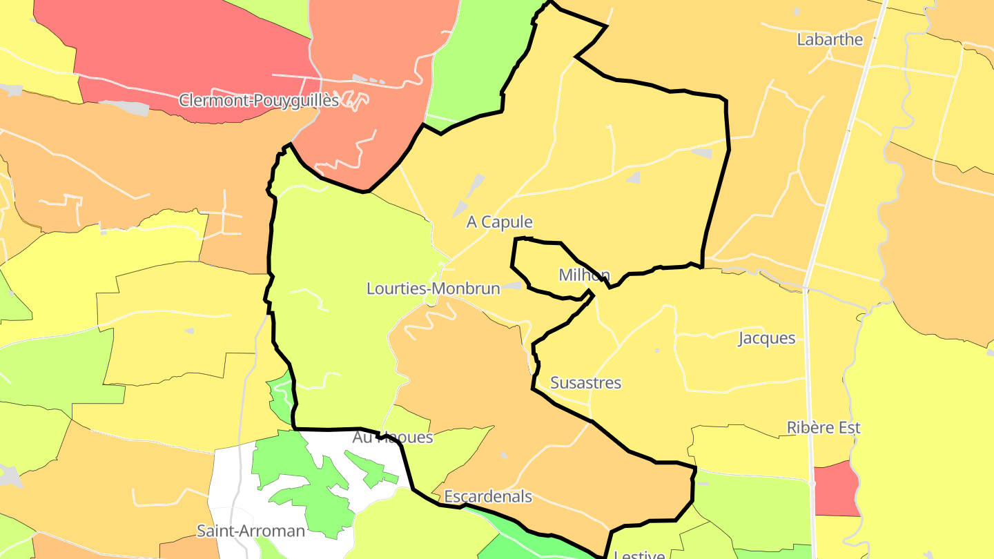 Carte des prix de l'immobilier Lourties-Monbrun