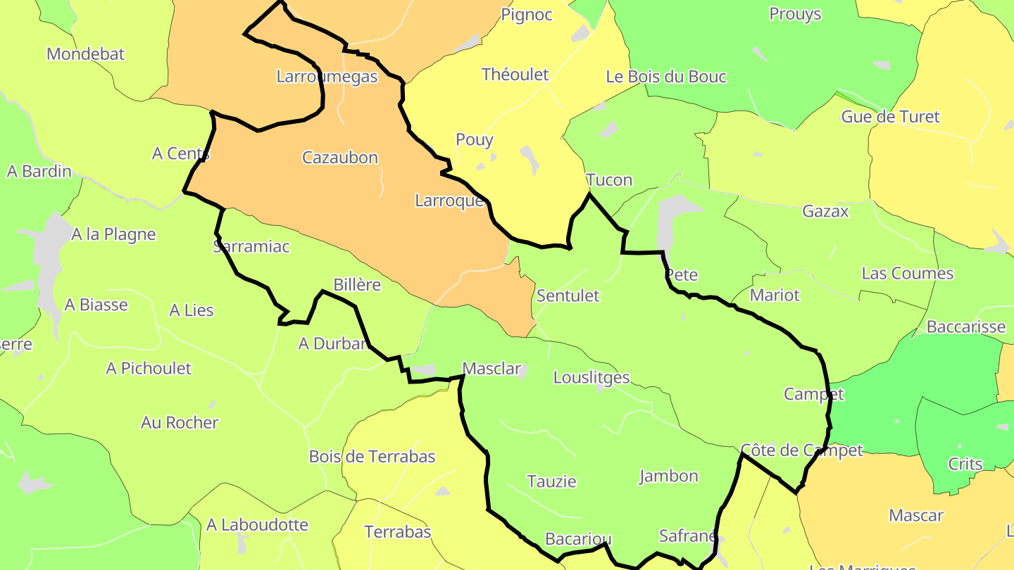 Carte des prix de l'immobilier Louslitges
