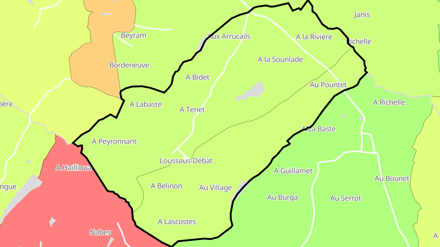 Carte des prix de l'immobilier Loussous-Débat