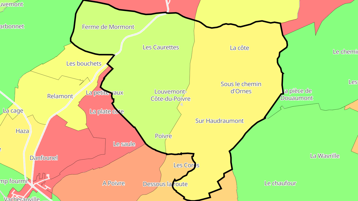 Carte des prix de l'immobilier Louvemont-Côte-du-Poivre