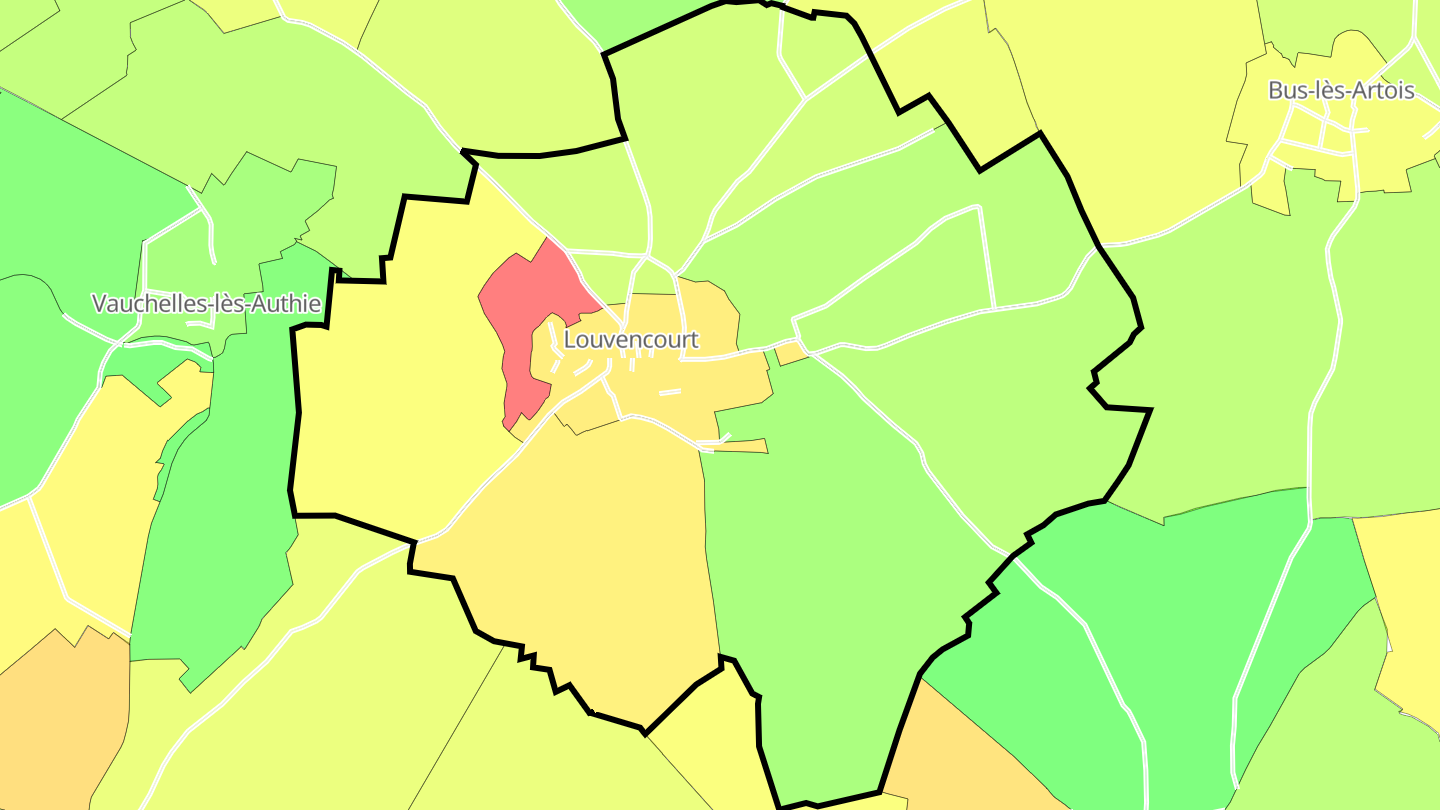 Carte des prix de l'immobilier Louvencourt