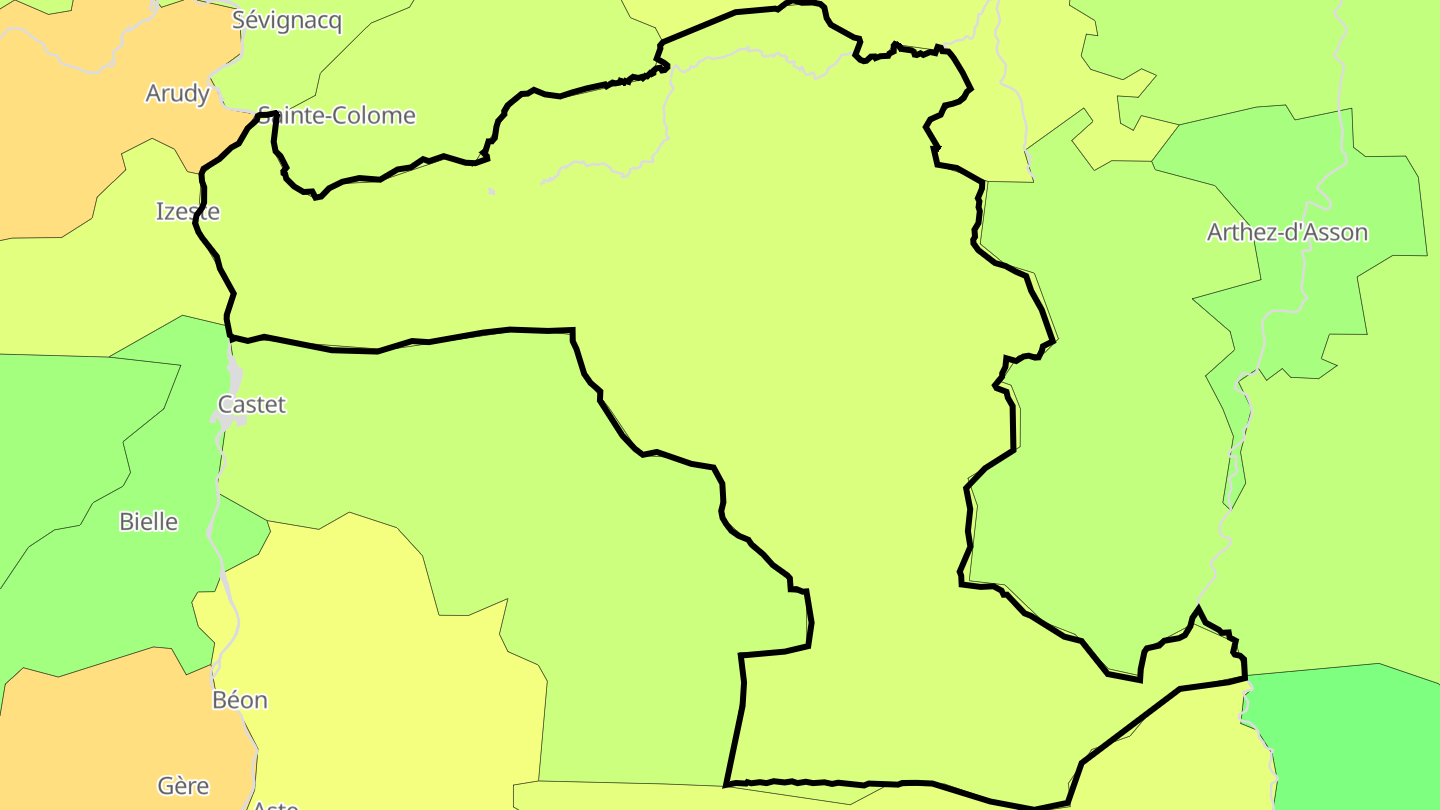 Carte des prix de l'immobilier Louvie-Juzon