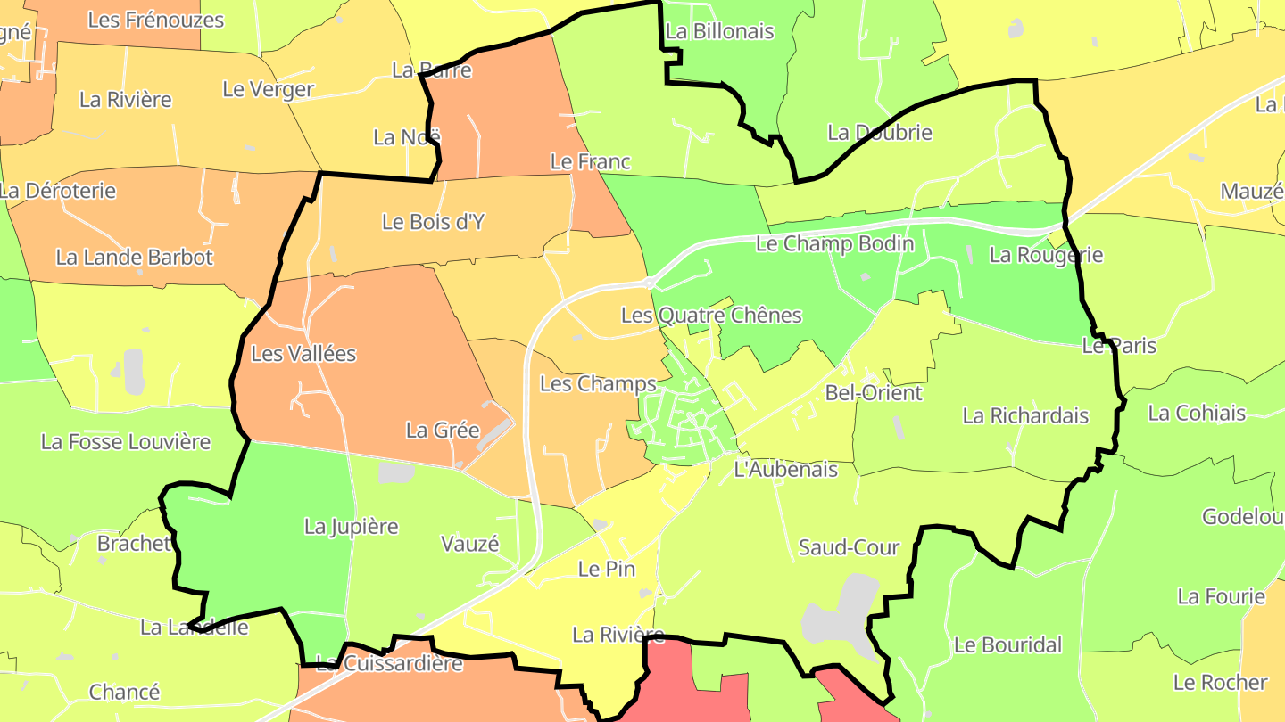 Carte des prix de l'immobilier Louvigné-de-Bais