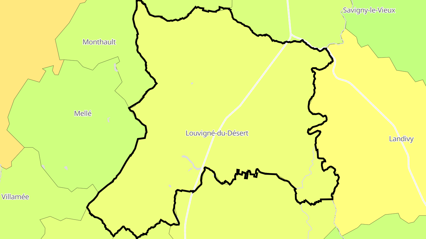 Carte des prix de l'immobilier Louvigné-du-Désert