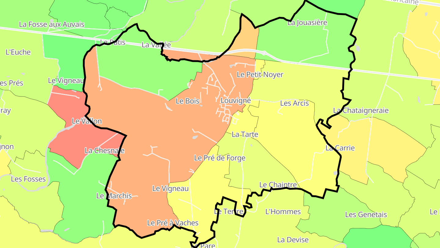 Carte des prix de l'immobilier Louvigné