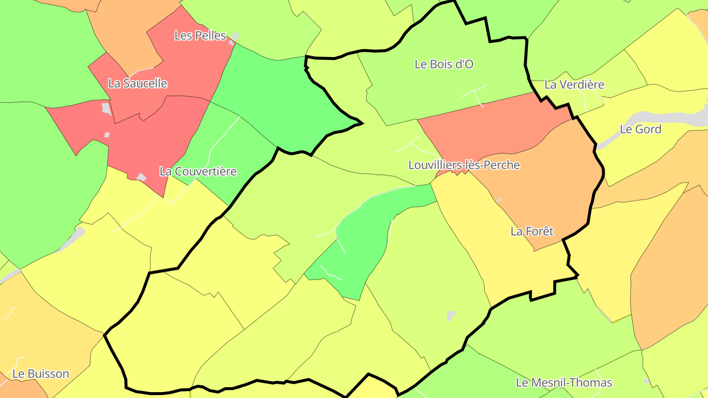 Carte des prix de l'immobilier Louvilliers-lès-Perche