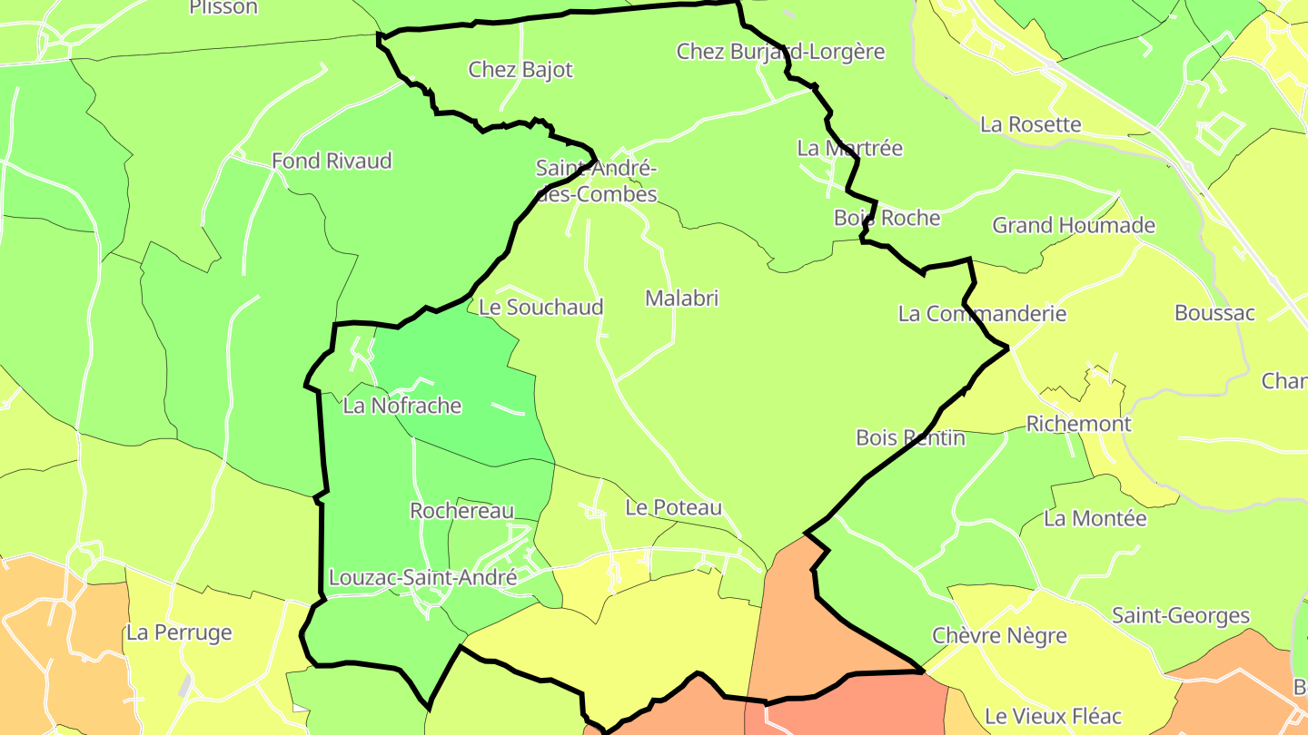 Carte des prix de l'immobilier Louzac-Saint-André