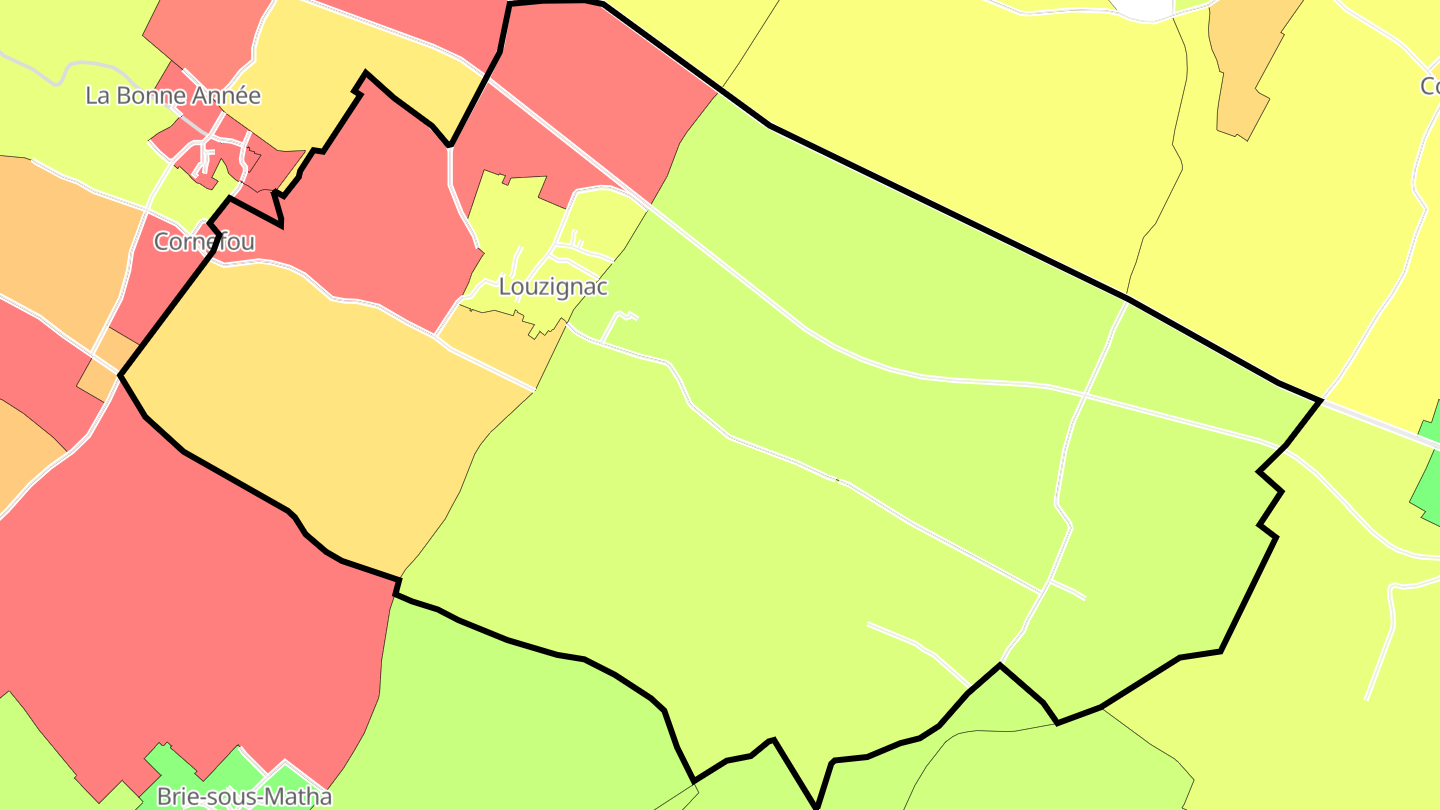 Carte des prix de l'immobilier Louzignac
