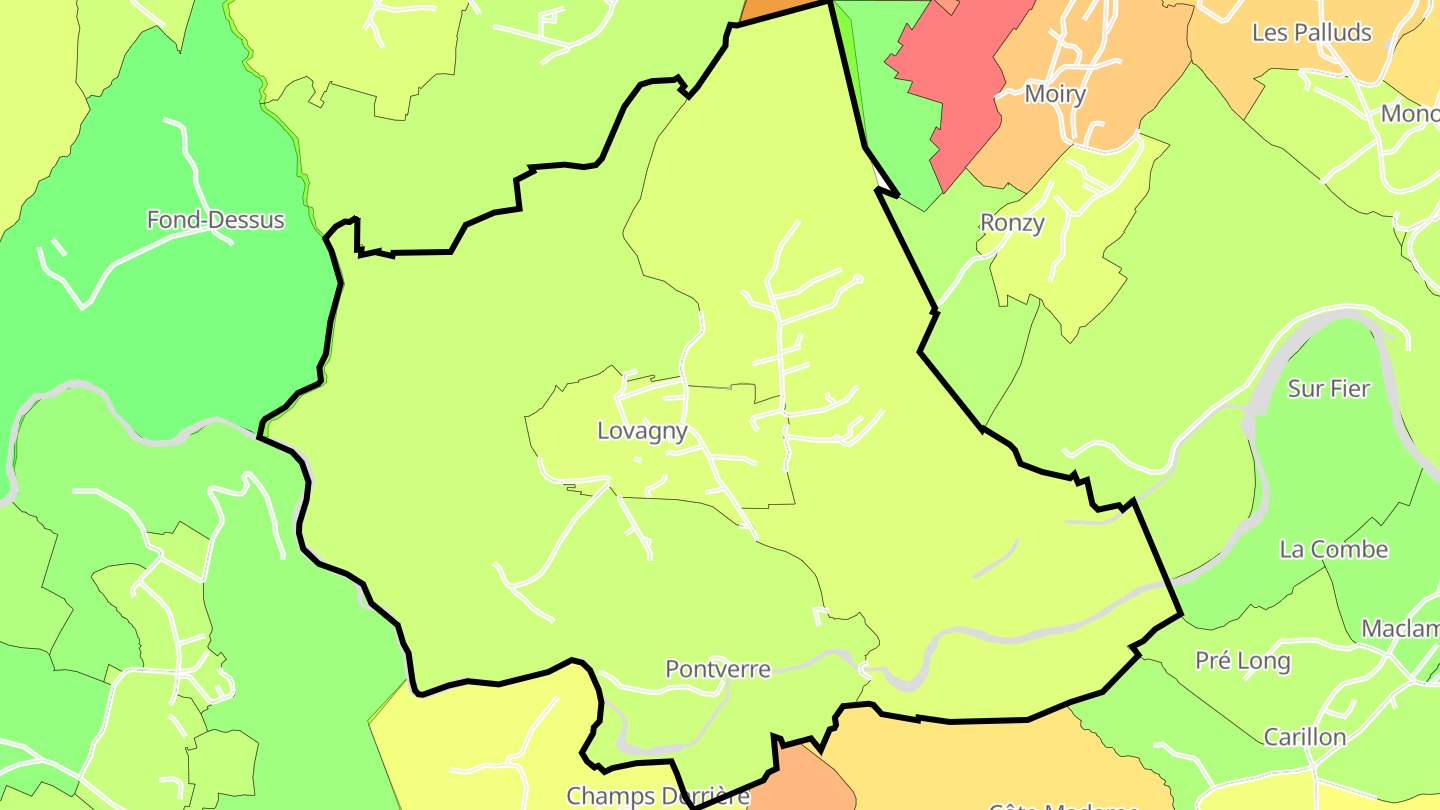 Carte des prix de l'immobilier Lovagny