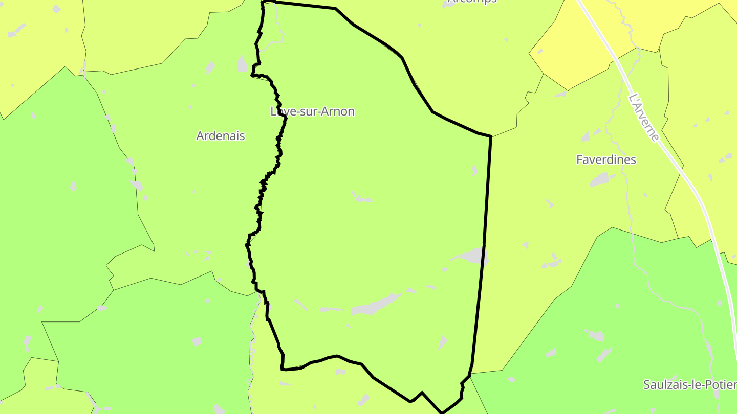 Carte des prix de l'immobilier Loye-sur-Arnon