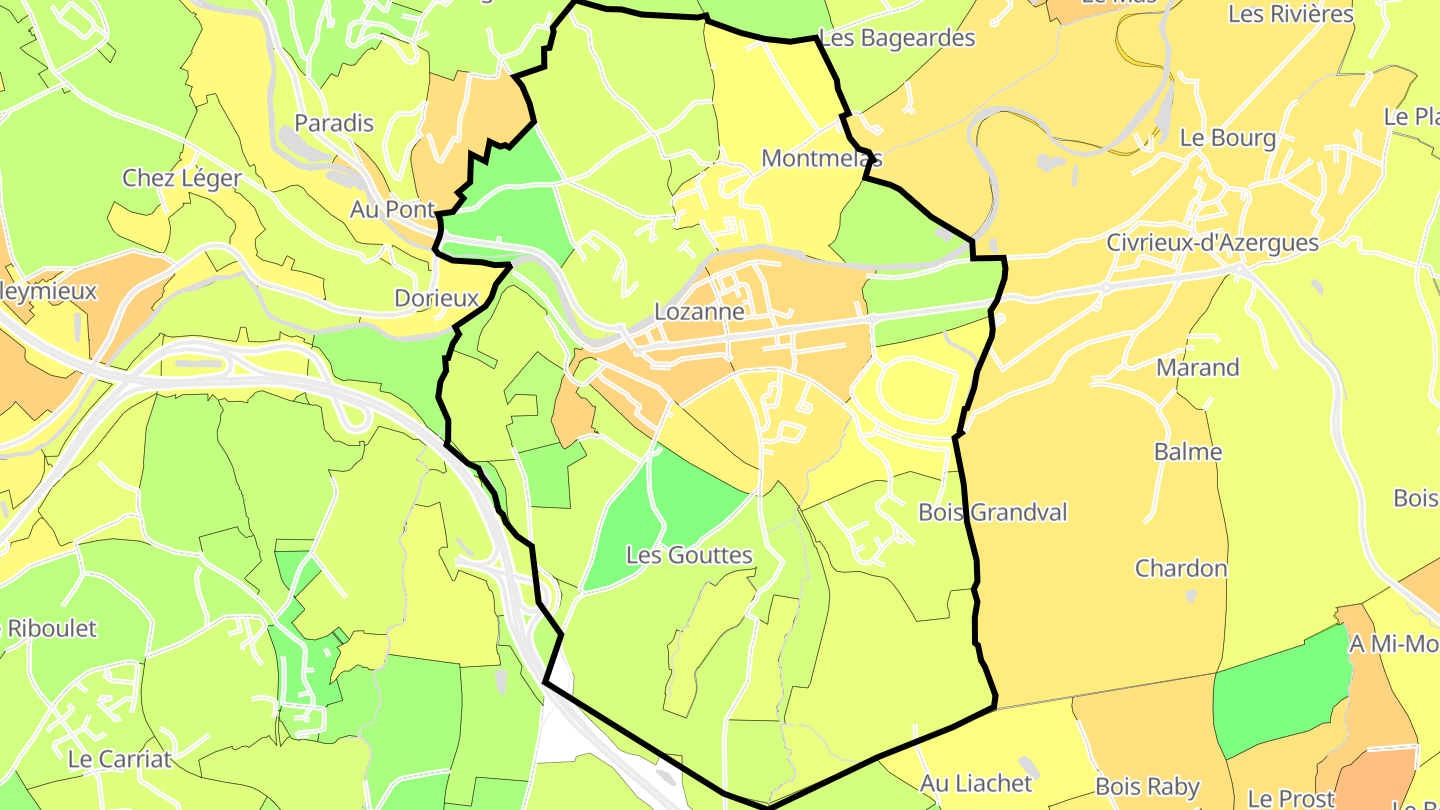 Carte des prix de l'immobilier Lozanne