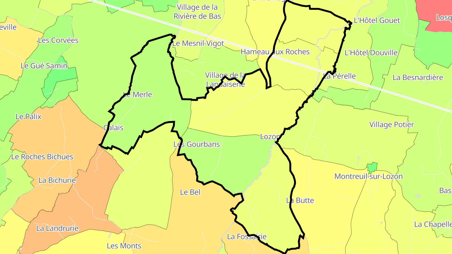 Carte des prix de l'immobilier Lozon