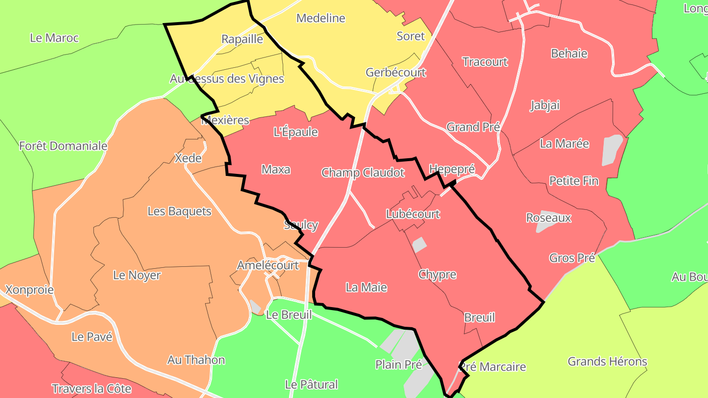 Carte des prix de l'immobilier Lubécourt