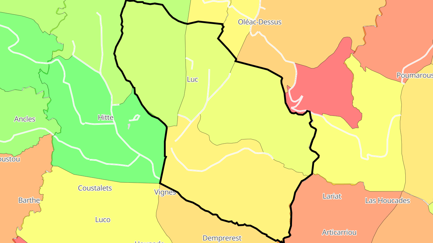 Carte des prix de l'immobilier Luc