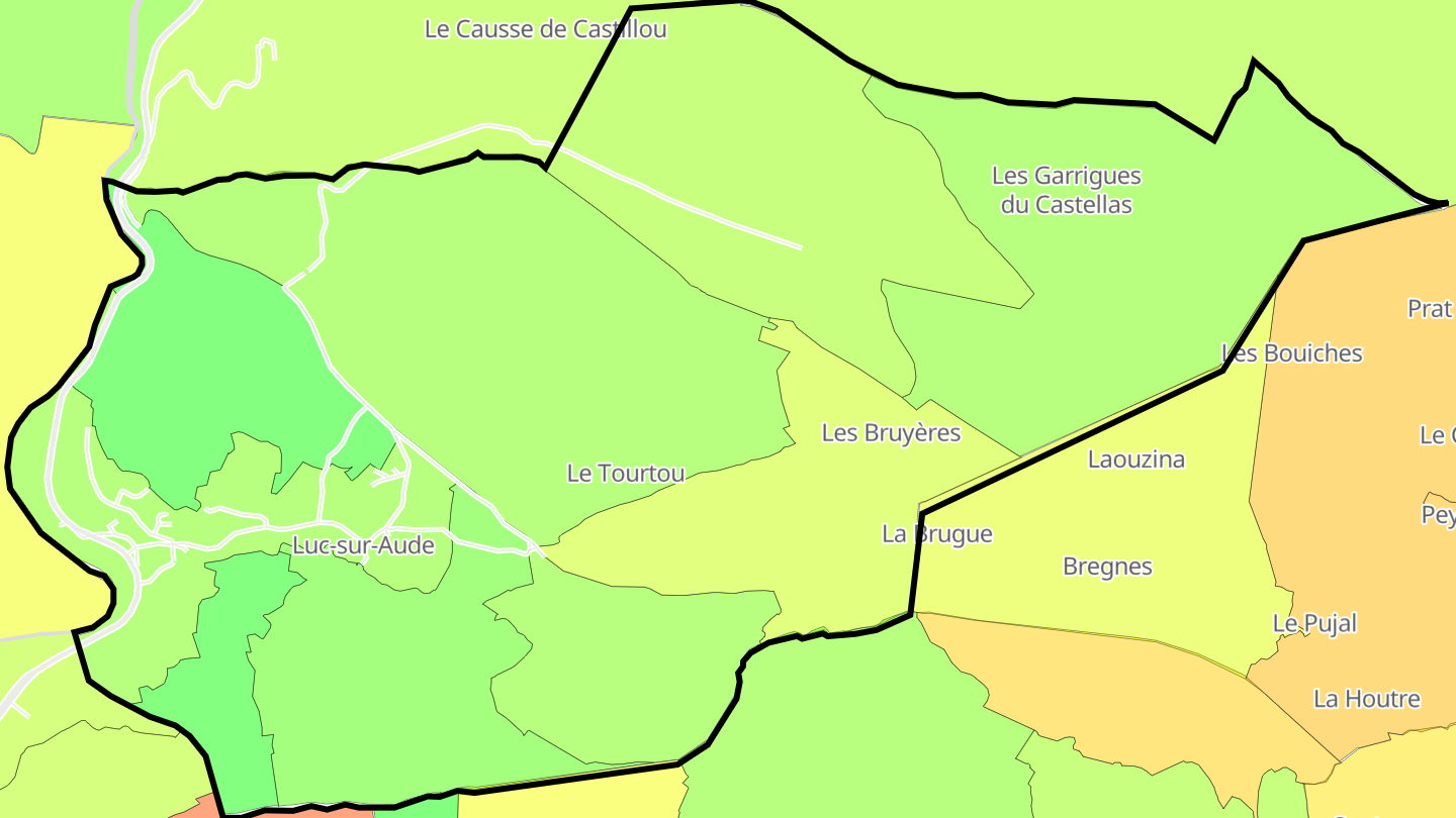 Carte des prix de l'immobilier Luc-sur-Aude