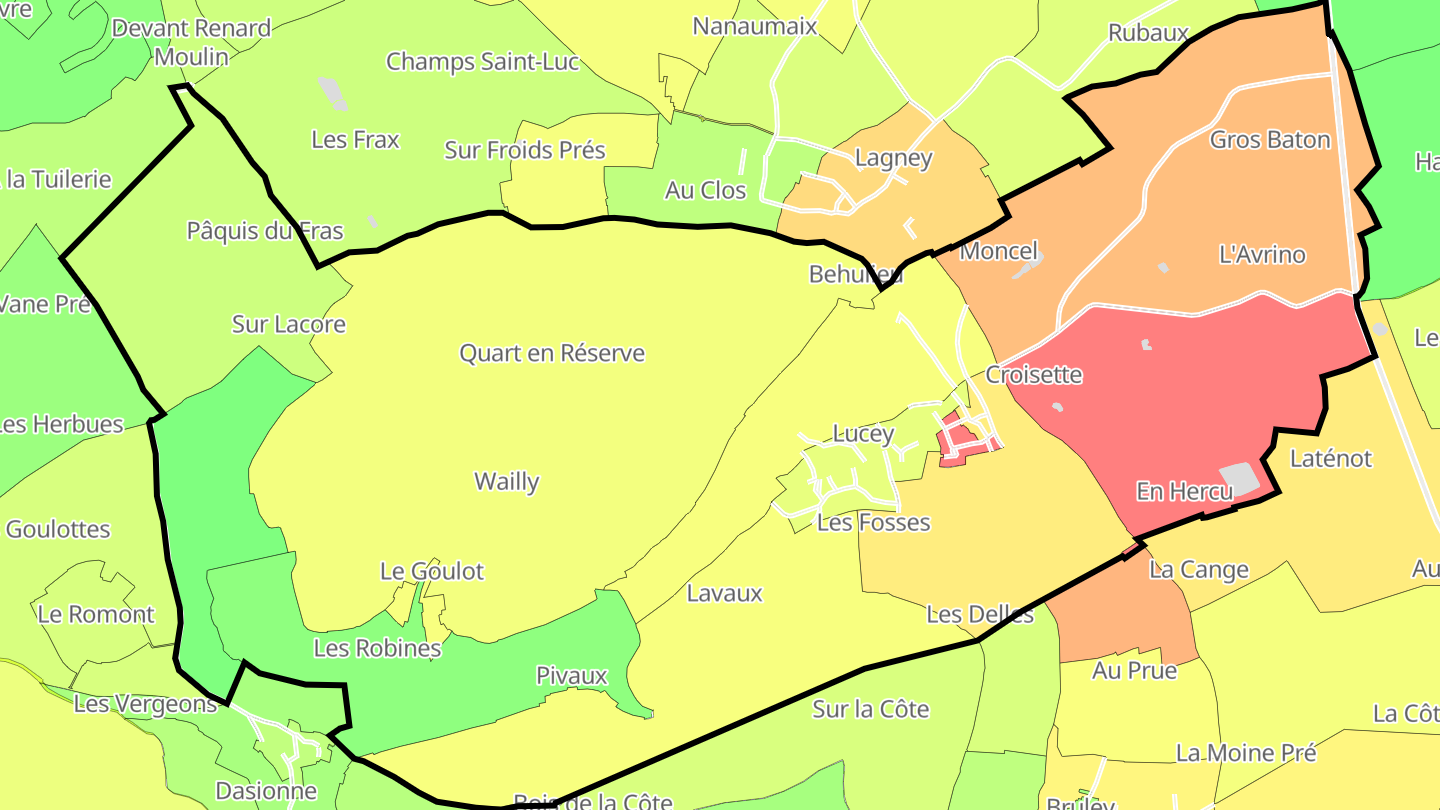 Carte des prix de l'immobilier Lucey