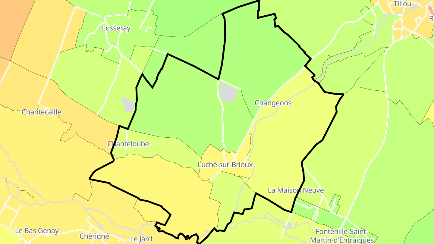 Carte des prix de l'immobilier Luché-sur-Brioux