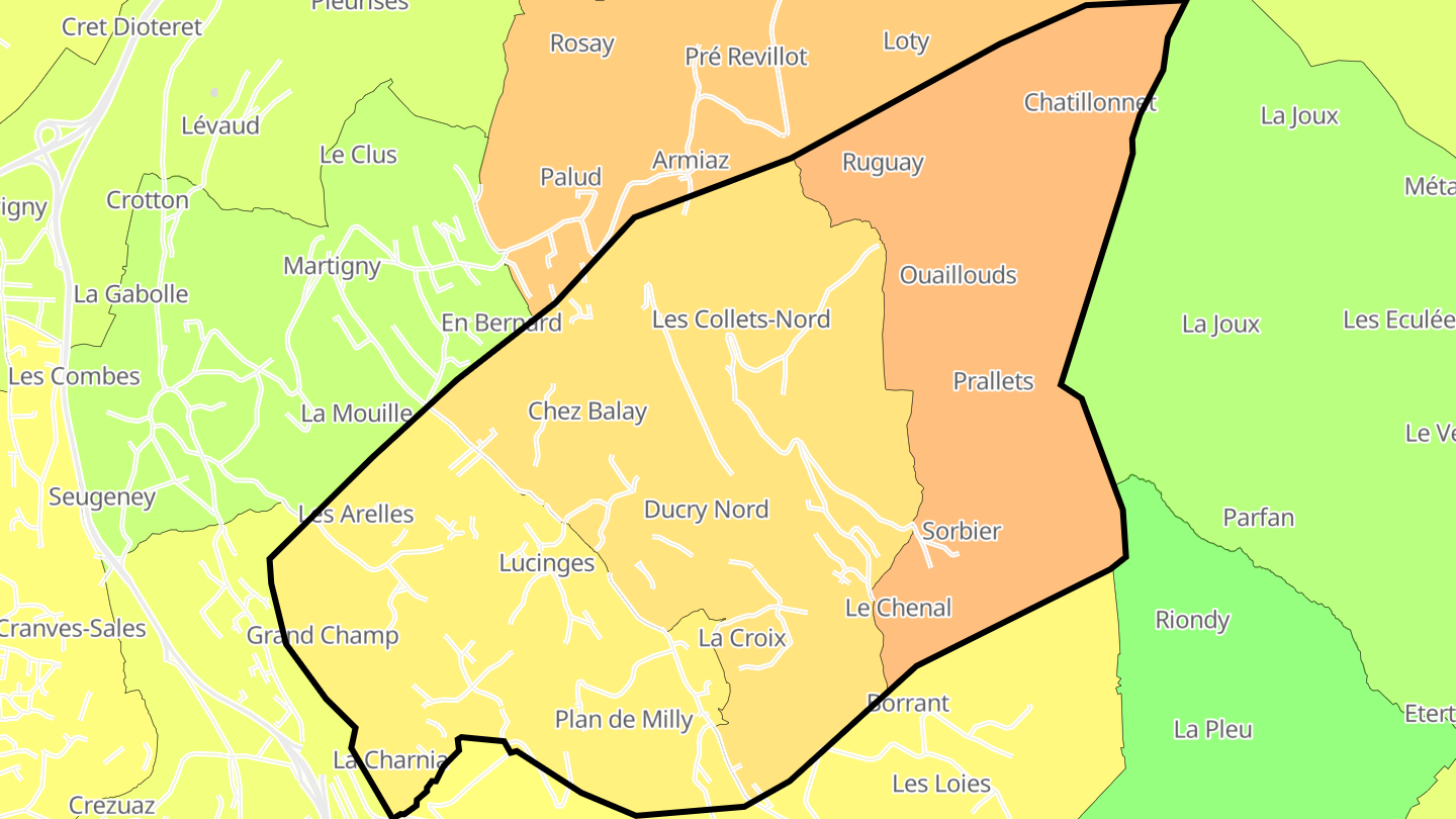 Carte des prix de l'immobilier Lucinges