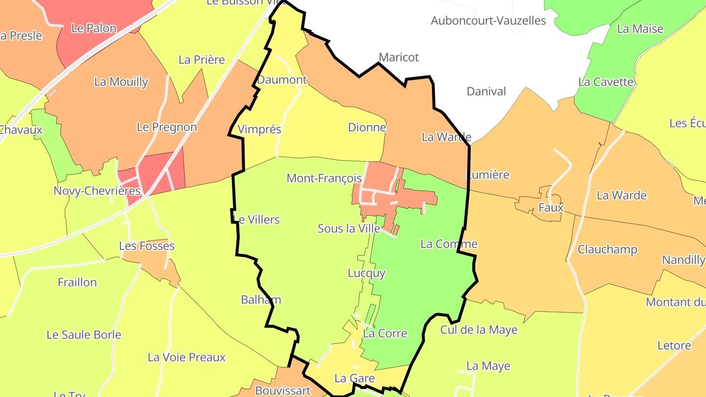 Carte des prix de l'immobilier Lucquy