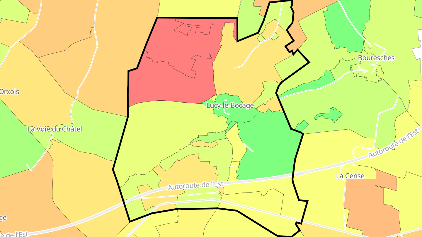 Carte des prix de l'immobilier Lucy-le-Bocage