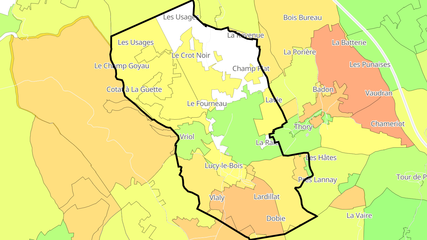 Carte des prix de l'immobilier Lucy-le-Bois