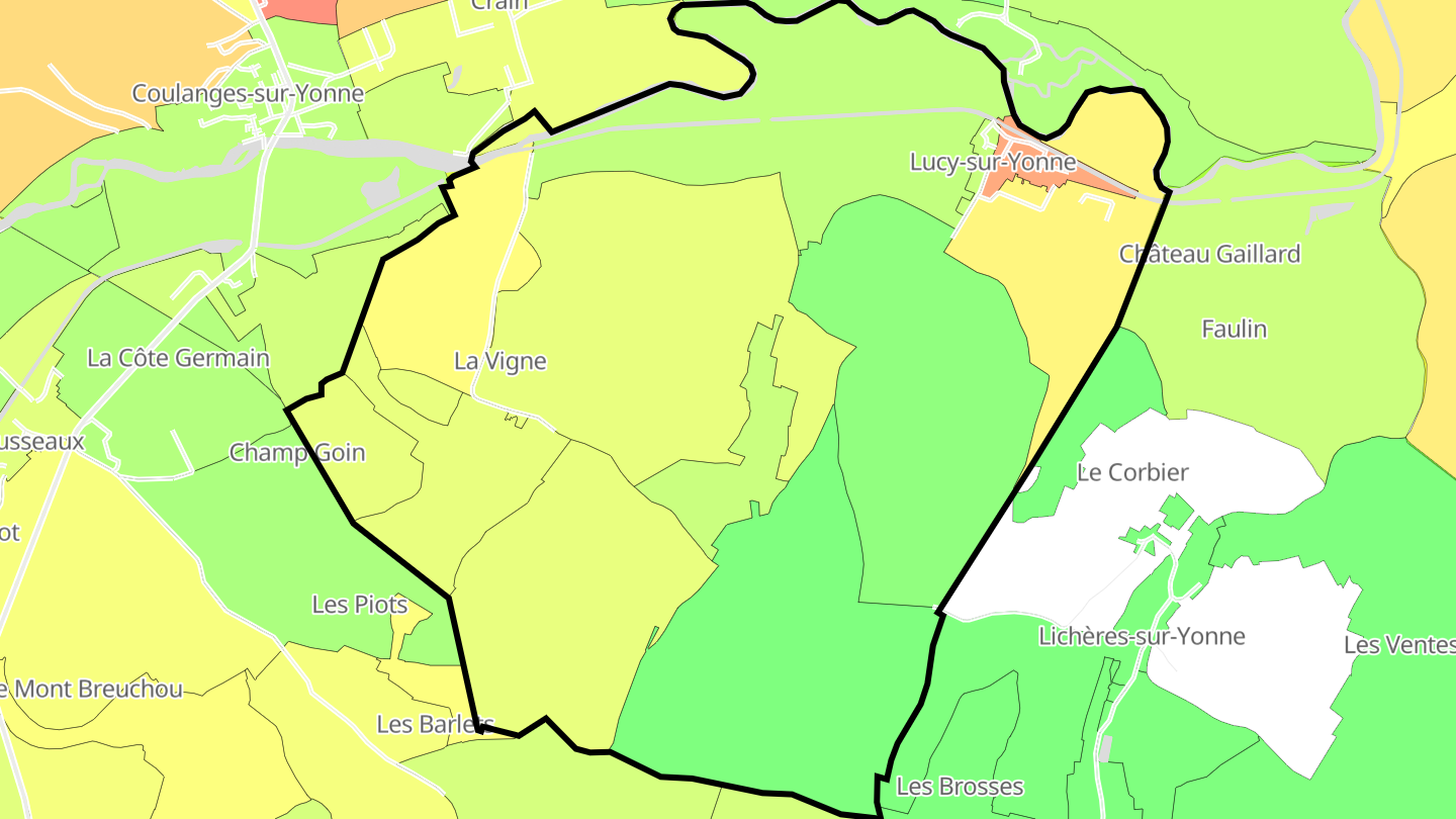 Carte des prix de l'immobilier Lucy-sur-Yonne