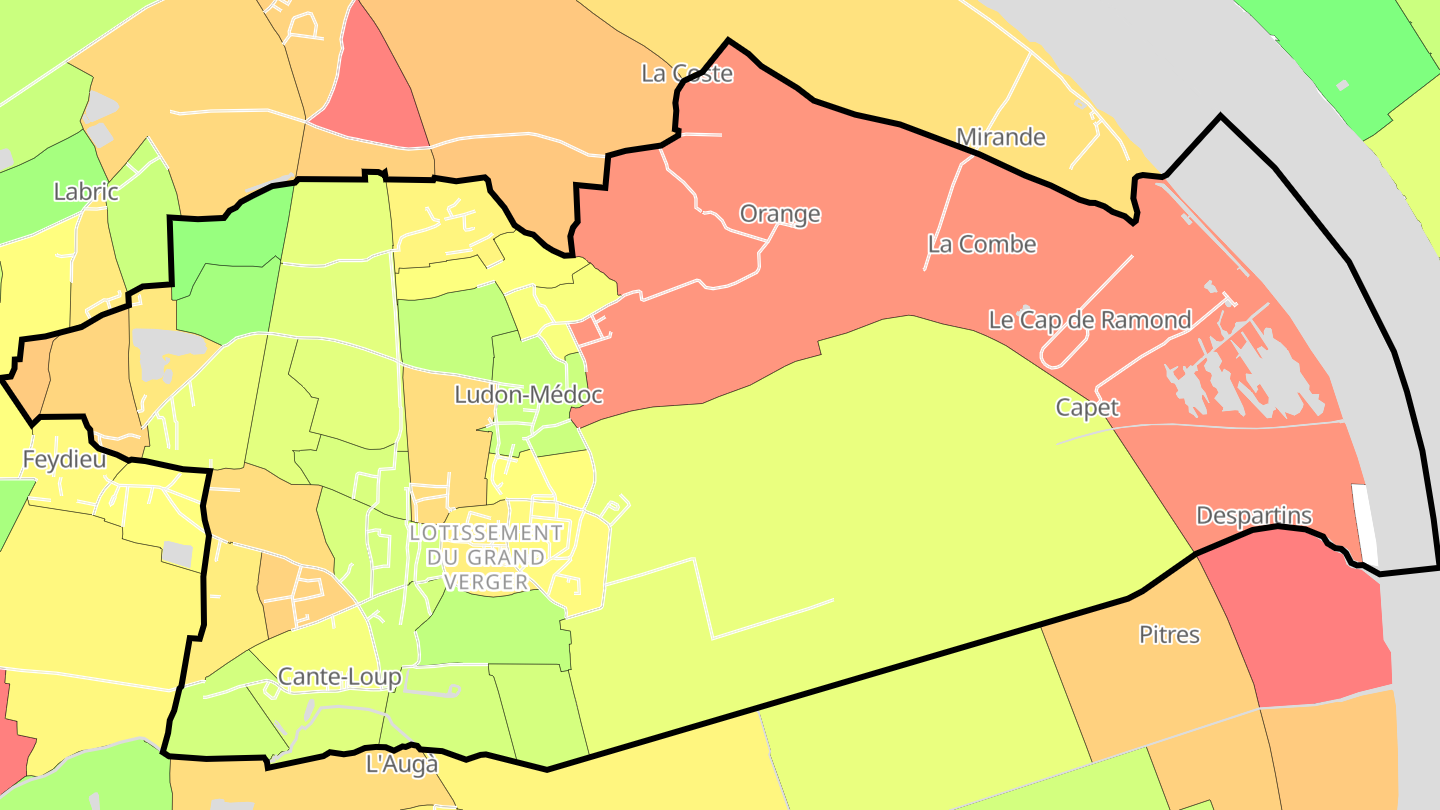Carte des prix de l'immobilier Ludon-Médoc
