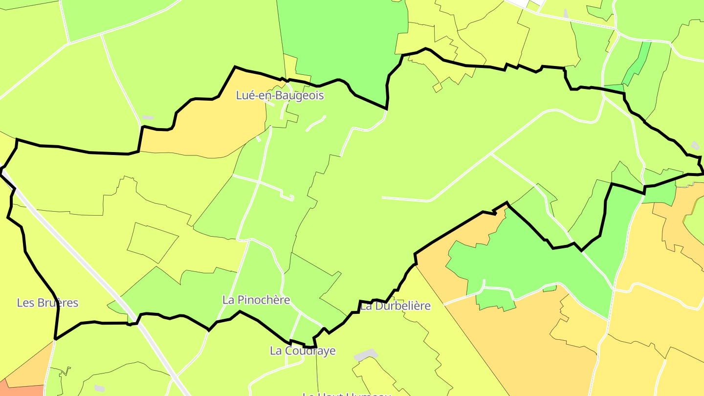 Carte des prix de l'immobilier Lué-en-Baugeois