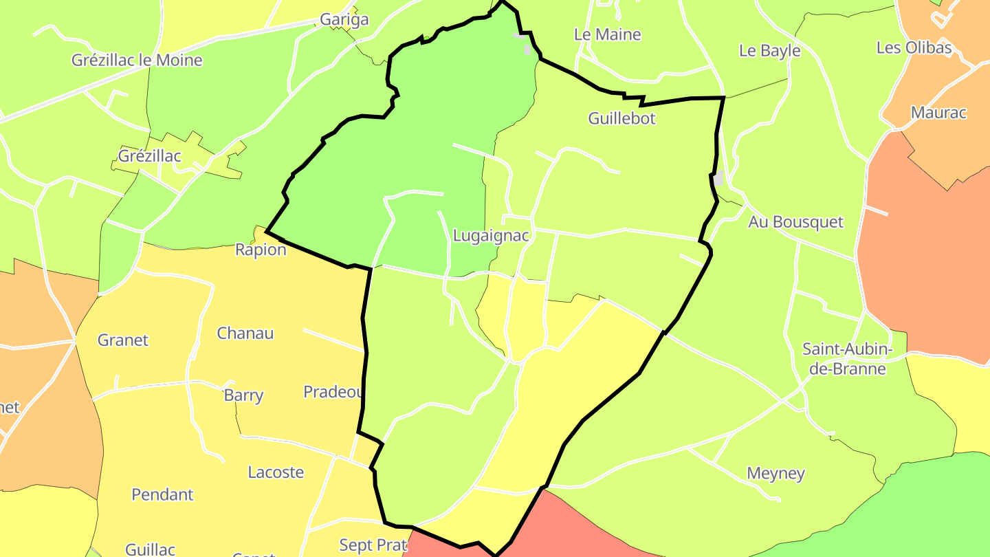 Carte des prix de l'immobilier Lugaignac
